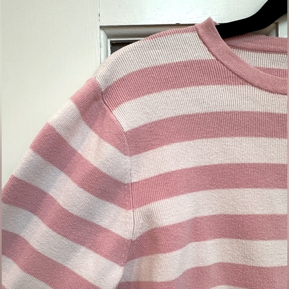 Vintage L.L Bean Dark & Light Pink Stripe Cotton Sweater Top Blouse Size Small S - Picture 2 of 12